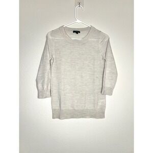 J. Crew Merino Wool 3/4 Sleeve Sweater Light Gray‎ XS